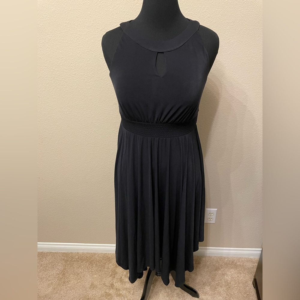 Soma Black dress keyhole neck gathered waist BNWT very flattering super soft M